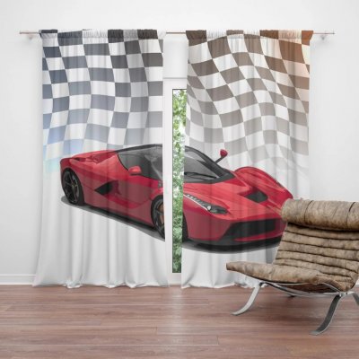 Sablio Závěs Ferrari Závodní vlajka: 2ks 140x250cm – Hledejceny.cz