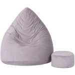 TopKing Sedací vak míč XXXXL 125 cm + podnožník XL 35 cm VELUR Šedá – Zboží Dáma
