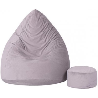 TopKing Sedací vak míč XXXXL 125 cm + podnožník XL 35 cm VELUR Šedá – Zboží Dáma