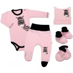 Baby Nellys 5-ti dílná soupravička do porodnice Zebra růžová – Sleviste.cz