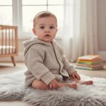 Kojenecký pletený svetřík s kapuckou kapučíno – Sleviste.cz