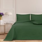 Divio přehoz na postel s bambulkami CLARE tmavě zelený 200 x 220 cm – Zboží Mobilmania