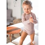 Dětské body z merino vlny bavlny a hedvábí Cosilana s dlouhým rukávem růžový melír – Zboží Dáma