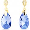 Náušnice Spark stříbrné pozlacené náušnice s krystaly Swarovski Elements modrá kapka Dainty Drop KWG610616LS Light Sapphire