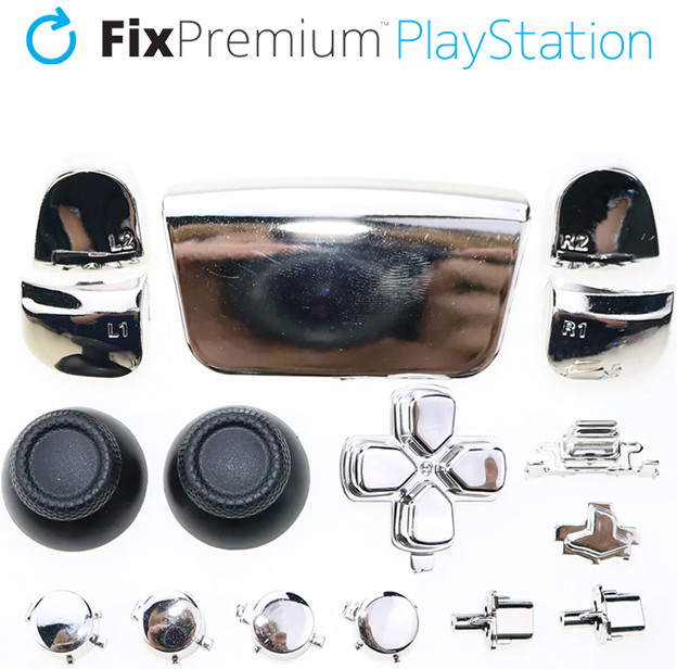 FixPremium Luxury Dekorativní prvky pro PS5 DualSense, stříbrná