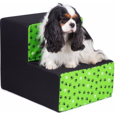 Iridog Schody pro psy Steppie no.3 černé se zelenými tlapky v40xš40xd50 cm – Zboží Mobilmania
