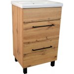 BPS-koupelny Koupelnová skříňka s keramickým umyvadlem Solero OW 50, dub wotan – Zboží Dáma