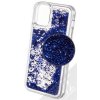 Pouzdro a kryt na mobilní telefon Apple Pouzdro 1Mcz Liquid Hexagon Sparkle ochranný s přesýpacím efektem třpytek Apple iPhone 12 mini modré