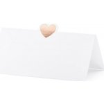 Jmenovky na stůl bílé s růžovo-zlatým srdíčkem 10x5 cm, 10 ks – Zboží Dáma