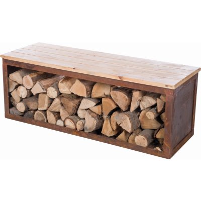 RedFire BENCH TYR stylový ocelový dřevník 120 cm, lavice s úložným prostorem 88514