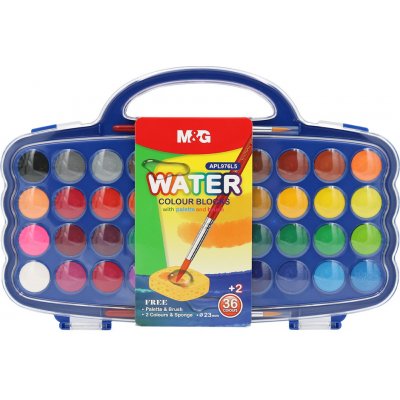 M&G Barvy vodové 38 barev (23 mm) + paletka a štětec 469657 – Zboží Dáma