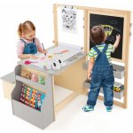 Costway Dětský kreativní stojan s oboustranou kreslící tabulí 6 v 1 přírodní – Zboží Dáma