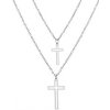 Náramek Šperky4U dvojitý ocelový náhrdelník s křížky OPD0318-ST