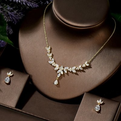 Éternelle Souprava šperků Swarovski Elements Courtney Gold GOLD-SET-N-07-QT-G183B Zlatá – Zboží Dáma