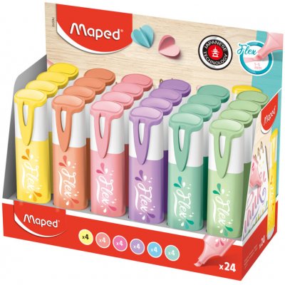 Maped Fluo Peps flex 24 ks pastelové ve stojánku – Zboží Živě