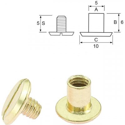 Nýt šroubovací 6 mm, Ø 5 mm zlatý – Zboží Dáma