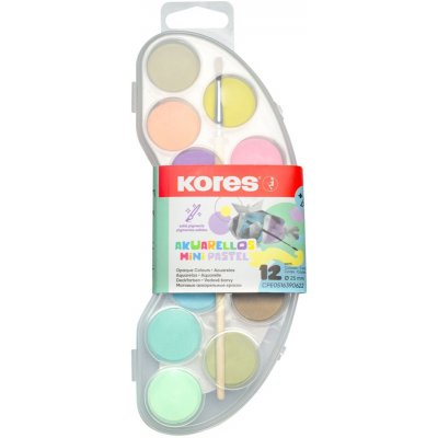 Kores Akuarellos vodové barvy mini pastel 12 barev 25 mm + štětec – Zboží Dáma