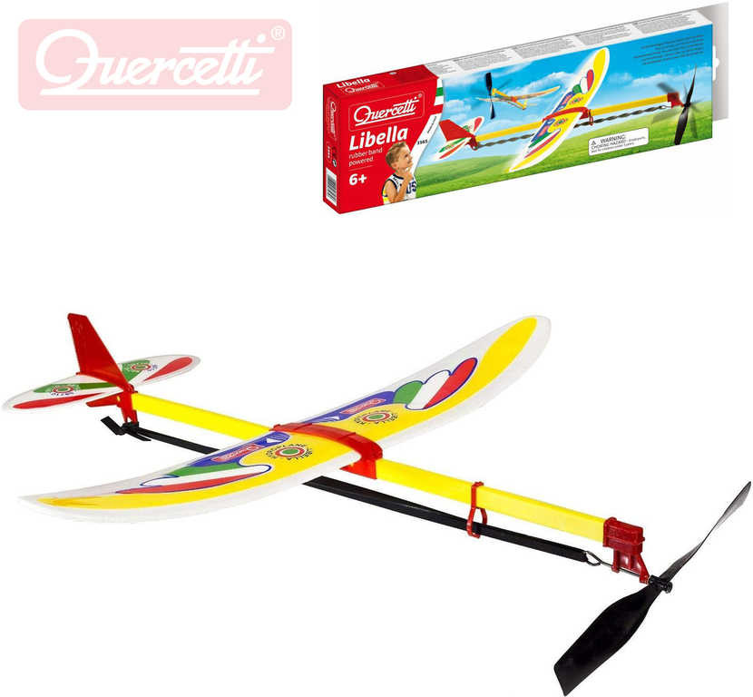 Quercetti Libella II letadlo házecí model kluzák vrtule na gumu