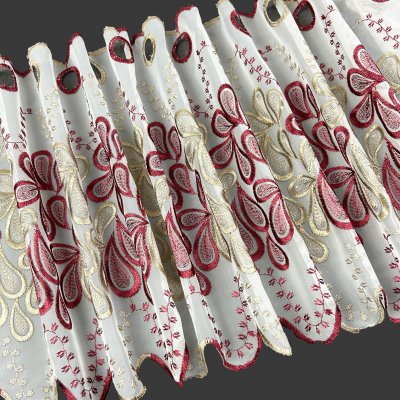 Vitrážová ﻿voálová záclona s výšivkou 2239 bordo - výška 40,90 cm , metráž – Hledejceny.cz