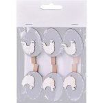 Dekorace dřevo 6ks 35x60 mm vajíčko kolíček šedobílé, mix – Hledejceny.cz