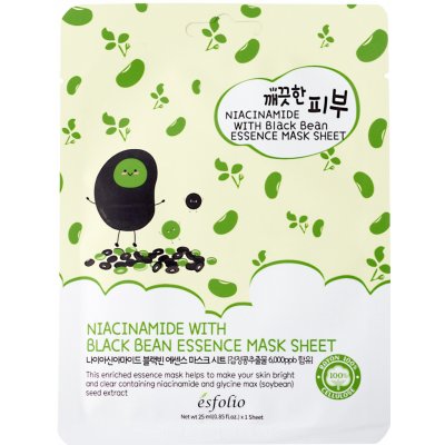 Esfolio Pure Skin Niacinamide Black Bean Essence Mask Sheet 25 ml – Zboží Mobilmania