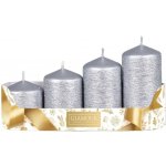 Sada adventních svíček, stupňovité TAURUS stříbrná 5 x 6/7,5/9/10,5 cm, 4 ks – Hledejceny.cz