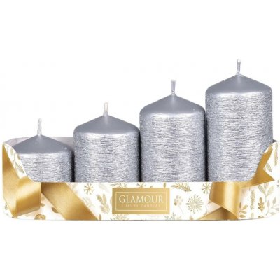 Sada adventních svíček, stupňovité TAURUS stříbrná 5 x 6/7,5/9/10,5 cm, 4 ks – Hledejceny.cz