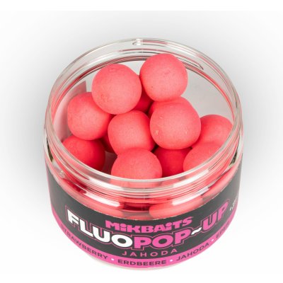 Mikbaits Plovoucí Boilies Fluo Jahoda 150ml 18mm