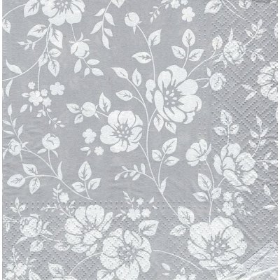 Ubrousek 33x33cm Bílé květy na šedém – Zboží Mobilmania