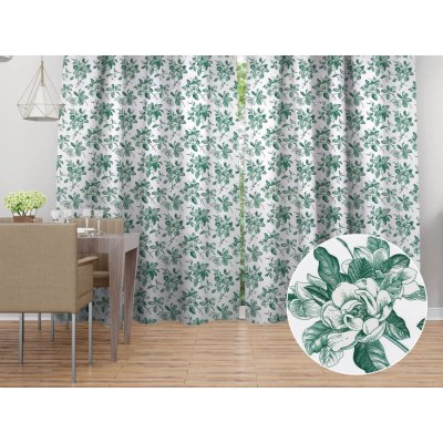 Biante Dekorační závěs TF-091 Zelené květiny na bílém 140x190 cm – Hledejceny.cz