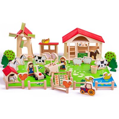 Bigjigs Toys BJ415 Velká dřevěná farma 48 ks – Zboží Mobilmania