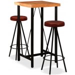 vidaXL 275133 7 kusů masivní sheeshamové dřevo a pravá kůže – Zboží Mobilmania