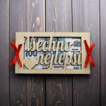 Dřevěná obálka na peníze Všechno nejlepší ze srdíčkem – Zboží Živě