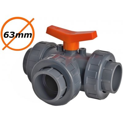 PVC trojcestný kulový ventil, typ T 63 mm lepení – Sleviste.cz