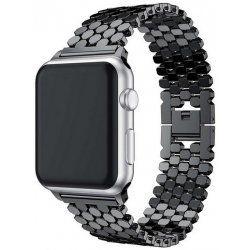 TopQ Kovový řemínek Snake pro Apple Watch 3-4-5-6-SE 38-40mm černý 66018