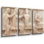 Obraz 3D třídílný - 90 x 50 cm - Ancient Greek Temple Frieze detail, Delhpi, Greece Starověký řecký chrám Detail fríze, Delhpi, Řecko – Hledejceny.cz