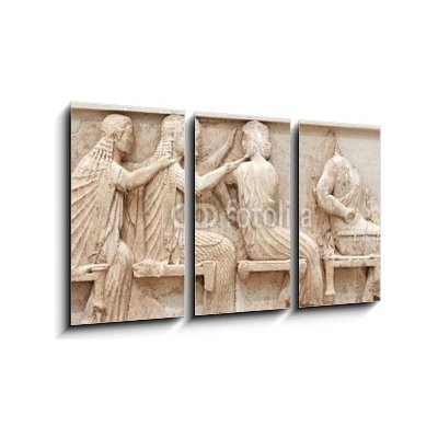 Obraz 3D třídílný - 90 x 50 cm - Ancient Greek Temple Frieze detail, Delhpi, Greece Starověký řecký chrám Detail fríze, Delhpi, Řecko – Hledejceny.cz