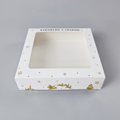 Cake star vánoční krabice bílo-zlatá s laminací S 20x20x5cm – Zboží Dáma