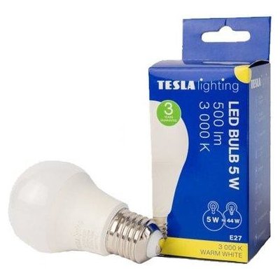 Tesla LED žárovka BULB/E27/5W/230V/500lm/25 000h/3000K teplá bílá/220st – Zboží Mobilmania