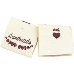 Pro Háčkování Látková cedulka Handmade bílá natural s větvičkami – Sleviste.cz