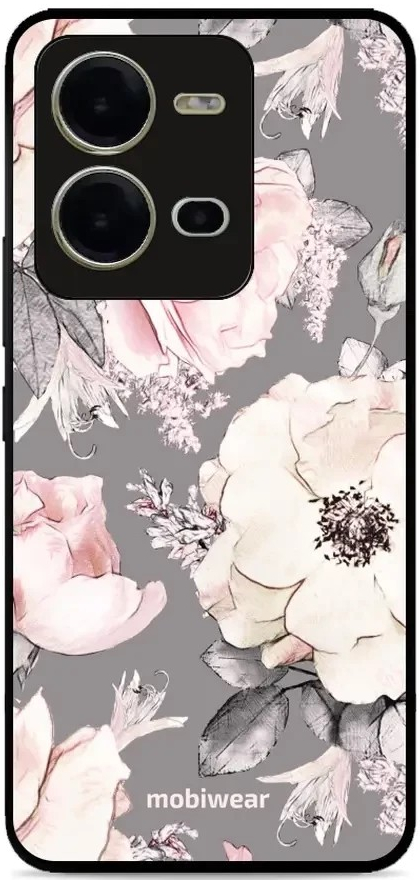 Pouzdro Mobiwear Glossy Vivo X80 Lite - G034G - Květy na šedém pozadí