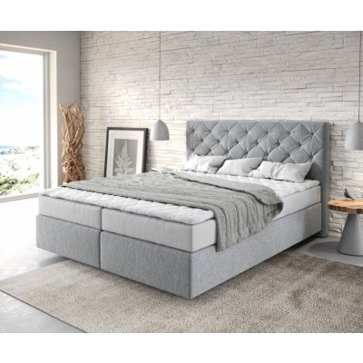 Delife Boxspring Dream-Great z mikrovlákna Granite Šedá s matrací a topperem