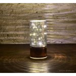 ILUMINÉ 15 cm skleněný svícen s LED osvětlením lesklý béžový dekor – Hledejceny.cz