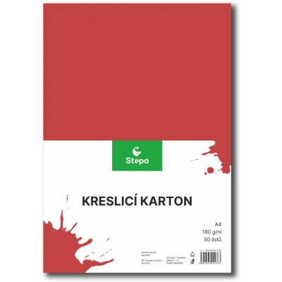 Stepa kreslicí karton barevný A4 50ks červený – Sleviste.cz