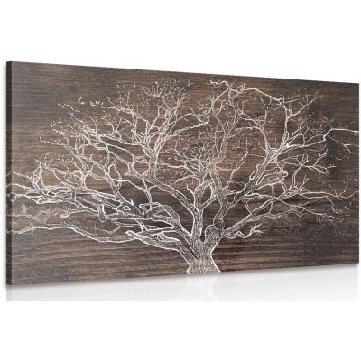 Obraz koruna stromu na dřevěném podkladu - 60x40 cm – Zboží Mobilmania