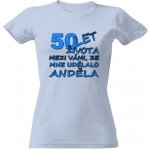 Tričko s potiskem 50 let anděl Nebesky modrá – Sleviste.cz