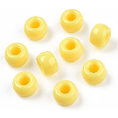 Akrylové korálky - pony beads - žluté - 6 x 9 mm - 10 ks – Sleviste.cz