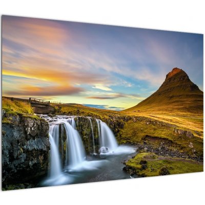 Obraz hory a vodopádů na Islandu, jednodílný 100x70 cm – Zbozi.Blesk.cz