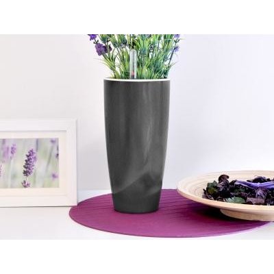 Samozavlažovací květináč GreenSun LIQUIDS 35 cm výška 61 cm tmavě stříbrný