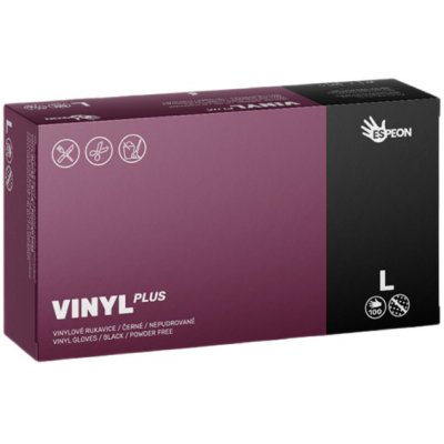 Espeon Vinyl Plus Powder Free Gloves Black 100 ks – Zboží Dáma